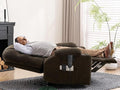 Oversized Dual Motor Lay Flat Power Lift Recliner Chair with Massage, Heating, Lumbar Pillow, USB & Type-C Ports, Textile Lift Chairs Recliners, Large Recliner for Big & Elderly People - Brown-Ruum Studio Home