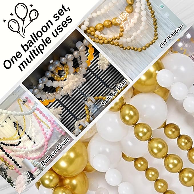 White and Gold Quick Link Balloons, 100PCS 6 Inch Small Baby Pink Linking Balloons for Making Balloon Wall Heart Arch Tails Balloon for Girls Wedding Birthday Baby Shower Engagement Party Decorations-Ruum Studio Home