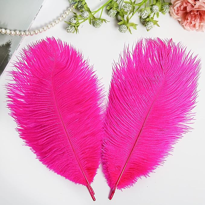 THARAHT Hot Pink Ostrich Feathers 24pcs Natural Bulk 10-12Inch 25cm-30cm for Crafts Wedding Party Centerpieces Easter Gatsbi and Home Decoration Feathers-Ruum Studio Home