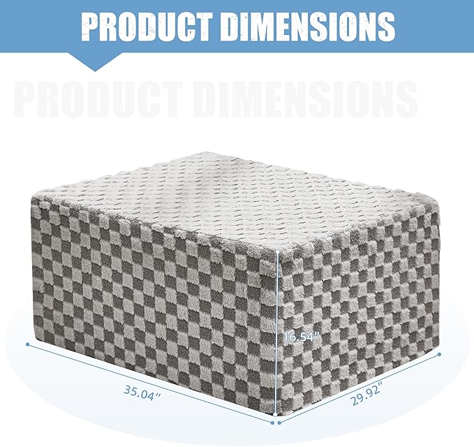 Hobestluk Rectangle Ottoman Memory Foam Footrest for Couch with Removable Cover Large Floor Seating for Adults Ottoman Coffee Table for Living Room, Bedroom or Office (Plush Grey, Footrest)-Ruum Studio Home