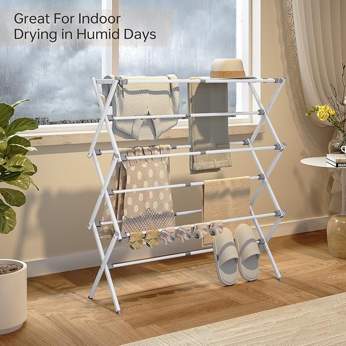 APEXCHASER Drying Rack Clothing, Clothes Drying Rack Foldable, Laundry Drying Rack Expandable, Small Clothe Hanger for Baby Clothes Towels Bibs, Socks, Clothes Airer for Indoor & Outdoor Use, White-Ruum Studio Home