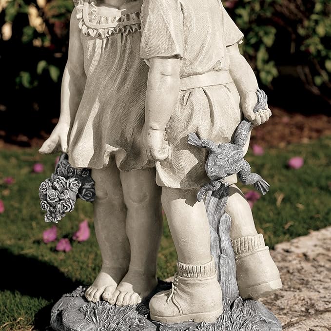 Young Sweethearts: Kissing Children Garden Statue-Ruum Studio Home