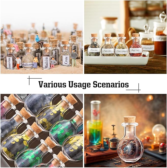 Zhehao 100 Pcs 2 ml Mini Glass Bottles Jars with Cork Stoppers Small Wishing Bottle Tiny Jars with Cork Mini Potion Bottles Clear Drifting Bottle for Wedding Birthday Party DIY Crafts Supplies-Ruum Studio Home