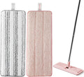 JOYMOOP Mop Replacement Pads, Reusable Microfiber Mop Pads for 13-inch Flat Mop and Mop Bucket Set, Pack of 2 Refills - Stripe and Pink-Ruum Studio Home