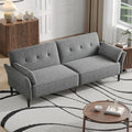 89” Futon Sofa Bed, Comfy Futon Couch Bed with 2 Square Pillows, Convertible Sleeper Sofa with Adjustable Backrest& Armrests, Modern Loveseat Sleeper for Living Room, Bedroom, Light Gray-Ruum Studio Home