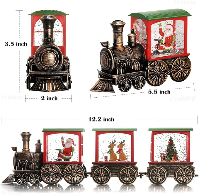Christmas Snow Globe Train Santa Claus Reindeer Gifts Tree Classic Relief Texture Battery Powered LED Glitter Christmas Decorations Indoor-Ruum Studio Home