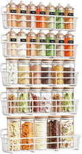 5 Pack Spice Rack Seasoning Organizer Wall Mount, Screw or Adhesive Hanging Shelf Basket Spice Organizer Shelf for Kitchen, White-Ruum Studio Home