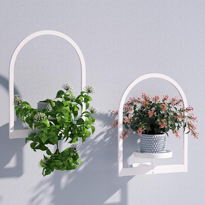 Wall Plant Holder, Wall Planter for Indoor Plants, Window Plant Shelves for Multiple Plants Indoor Outdoor, Framed Plant Holder for Home Decor (2 Pack)-Ruum Studio Home