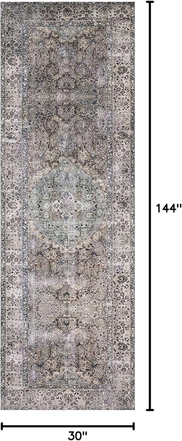 Loloi Layla Collection LAY-06 Taupe/Stone 2'-6" x 12'-0" .13" Thick Runner Rug, Soft, Durable, Vintage Inspired, Distressed, Low Pile, Non-Shedding, Easy Clean, Printed, Living Room Rug-Ruum Studio Home