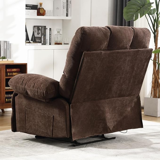 Oversized Recliner Chair Extra Wide Large Recliner for Adults 350lbs with Lumbar Support Pillow Nursery Chair Living Room (Manual, BROWN-6008)-Ruum Studio Home