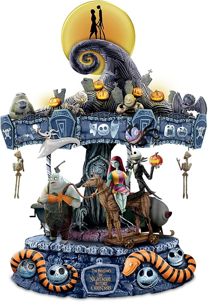 Tim Burton's The Nightmare Before Christmas Rotating Musical Carousel Sculpture: Lights Up-Ruum Studio Home