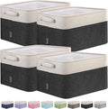 BALEINE Fabric Storage Bins for Shelves, Linen Storage Baskets for Organizing, Decorative Closet Storage Bins for Clothes, Toys, Home Storage (Black, 4 Pack)-Ruum Studio Home