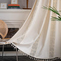 Sutuo Home Boho Curtain Crochet Lace Patchwork Semi-Blackout Bohemian Handmade Tassels, Rod Pocket Window Treatment Vintage Rustic Farmhouse Drapes for Bedroom, 1 Panel 59" W x 108" L, Beige-Ruum Studio Home