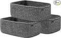 KALLAX Small Woven Basket, 12 x 8 x 4.5 Inches, Storage Basket for Organizing, Cute Small Rope Shelf Closet Cube Storage Bins Baskets for Shelves, Dog Toy Gift Baskets Empty, 3 Pack Mixed Black-Ruum Studio Home