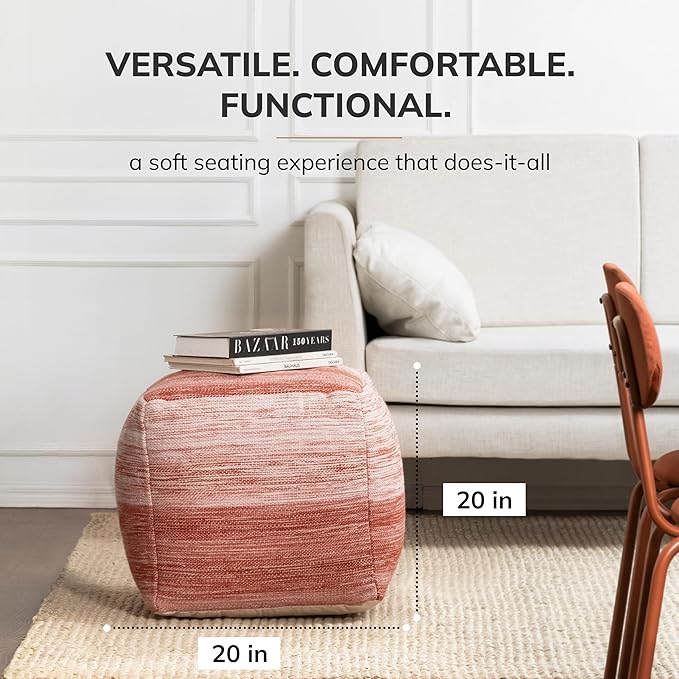 Anji Mountain 20"x20"x20" Handmade & Handcrafted Ottoman Pouf Comfortable Pouf Ottoman Foot Rest & Home Décor Accent for Living Room, Bedroom, Nursery, Kids Room, Patio-Ruum Studio Home