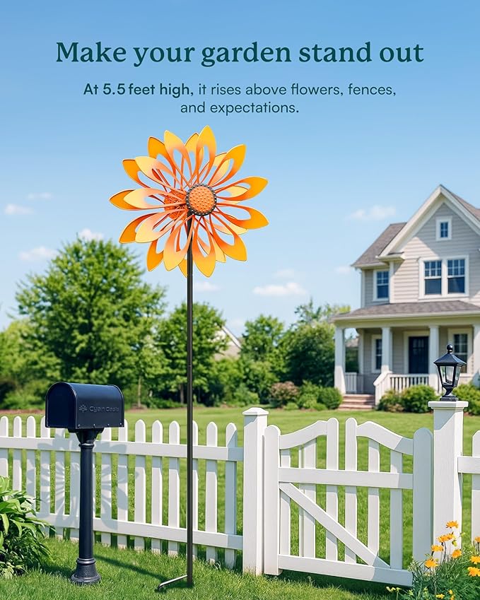 Floral Yard Garden Wind Spinners - Kinetic Outdoor Metal Wind Spinners, Lawn Yard Garden Decor, Birthday Gifts for Women(Sunflower)-Ruum Studio Home