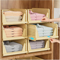 SNSLXH 5 Pack Stackable Closet Organizer Box, Multifunctional & Foldable Closet Storage Basket for Bathroom Kitchen Laundry Room Wardrobe Storage, Space-Saving Clothes Storage Drawer Organizer, Yellow-Ruum Studio Home