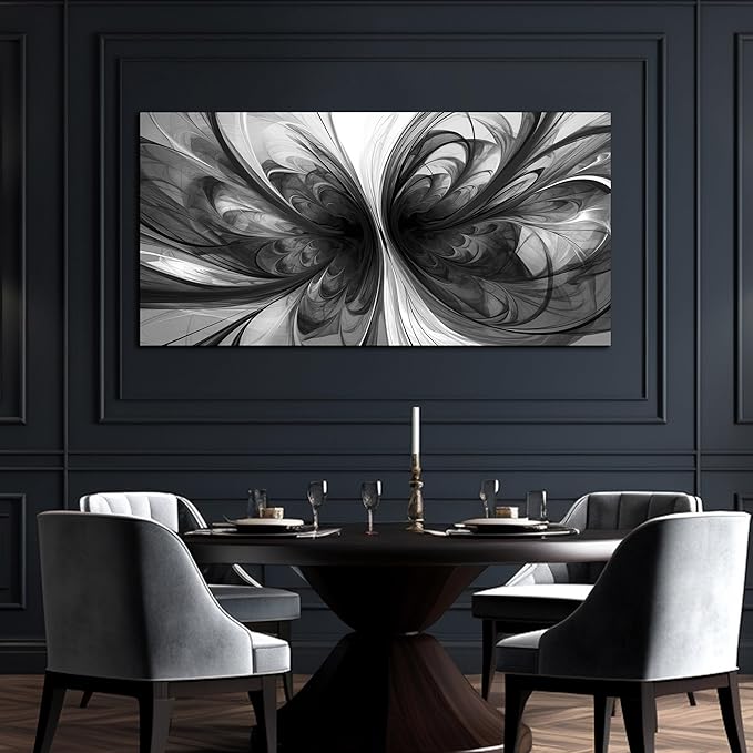 Large Abstract Canvas Wall Art Living Room Black Art Wall Decor for Office Teenage Boy Room Decor 29 x 59 Inch-Ruum Studio Home