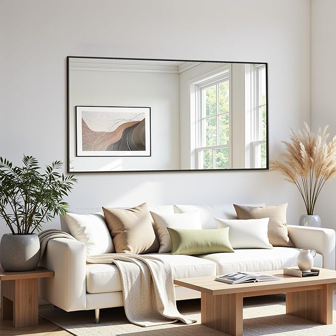 Bathroom Mirror 60" x 30", Large Rectangle Wall Mirror, Black Metal Frame Wall Mounted Mirrors for Bathroom, Vanity, Bedroom, Entryway Decor(Horizontal/Vertical)-Ruum Studio Home