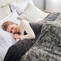 GONAAP Fuzzy Faux Fur Throw Blanket Queen Size Frosty Black Super Soft Cozy Plush Fuzzy Shaggy Blanket for Couch Sofa Bed (Frosty Black, Queen(90"x90"))-Ruum Studio Home
