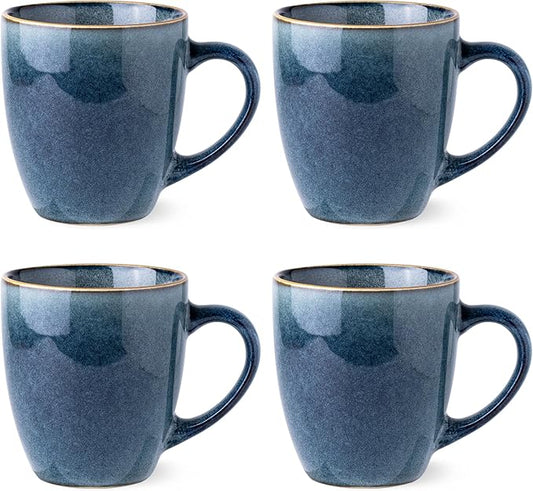 GBHOME Ceramic Coffee Mugs Set of 4, 12oz Stoneware Coffee Mugs Set For Dad Mom Women MEN, Light Weight Ceramic Coffee Cups for Latte/Tea/Beer/Hot Cocoa, Dishwasher & Microwave Safe-Ruum Studio Home