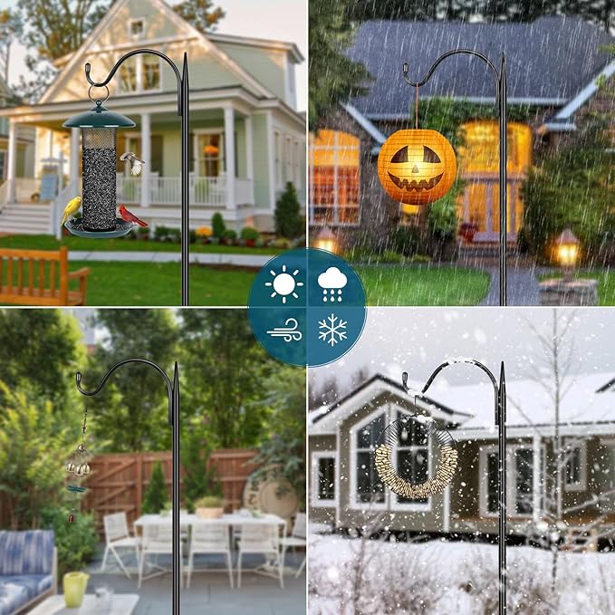 Gtongoko 47 inch Small Shepherds Hooks for Outdoor with 5 Prongs, Adjustable Bird Feeder Pole Garden Hooks for Hanging Lanterns, Plants Baskets, Hummingbird Feeders, 1 Pack-Ruum Studio Home