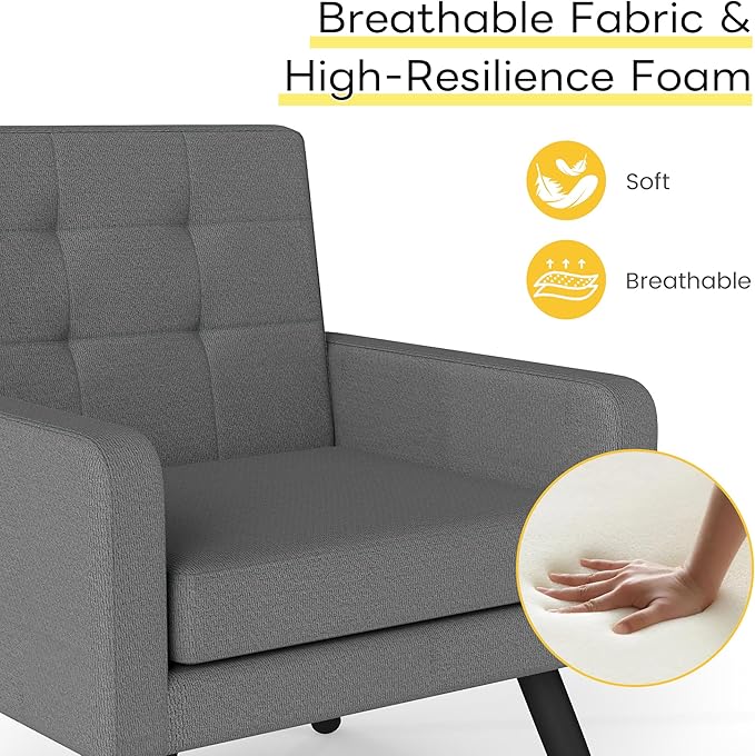 Kromax Mid-Century Modern Accent Chair Set of 2 for Living Room, 496 Lb. Weight Capacity, Dual Armrests, Comfy Extra Large Seat, Timeless Style Perfect for Reading & Relaxing, Dark Grey-Ruum Studio Home