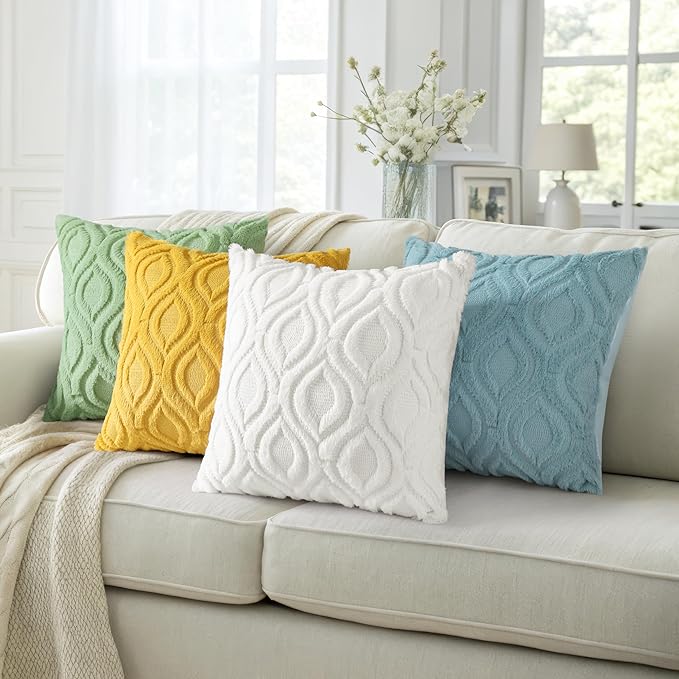 decorUhome Throw Pillow Covers 12x20 Inch Set of 2, Soft Plush Decorative Faux Fur Cream Beige Solid Couch Pillow Covers, Accent Farmhouse Neutral Lumbar Euro Pillow Cases for Sofa Bed Living Room-Ruum Studio Home