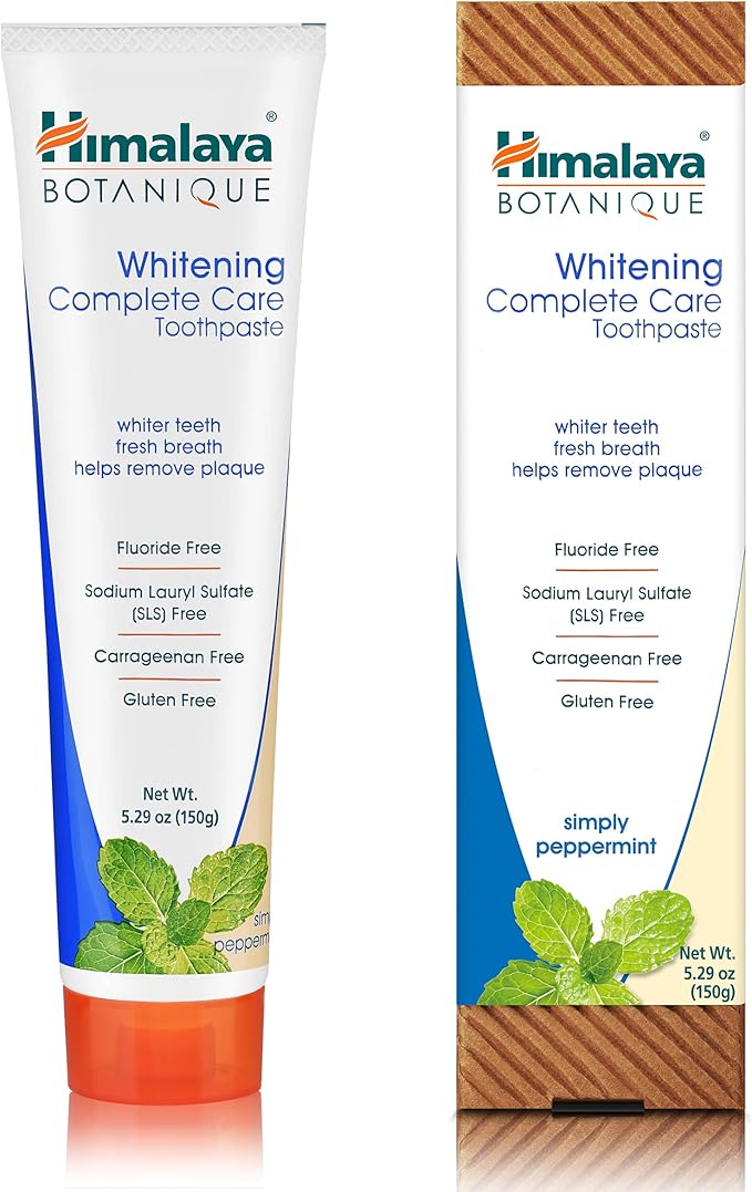 Himalaya Botanique Whitening Complete Care Toothpaste, Peppermint Flavor - Whitening Toothpaste Without Fluoride for Brighter Teeth & Fresh Breath - Vegan, Gluten Free, 5.29 oz-Ruum Studio Home