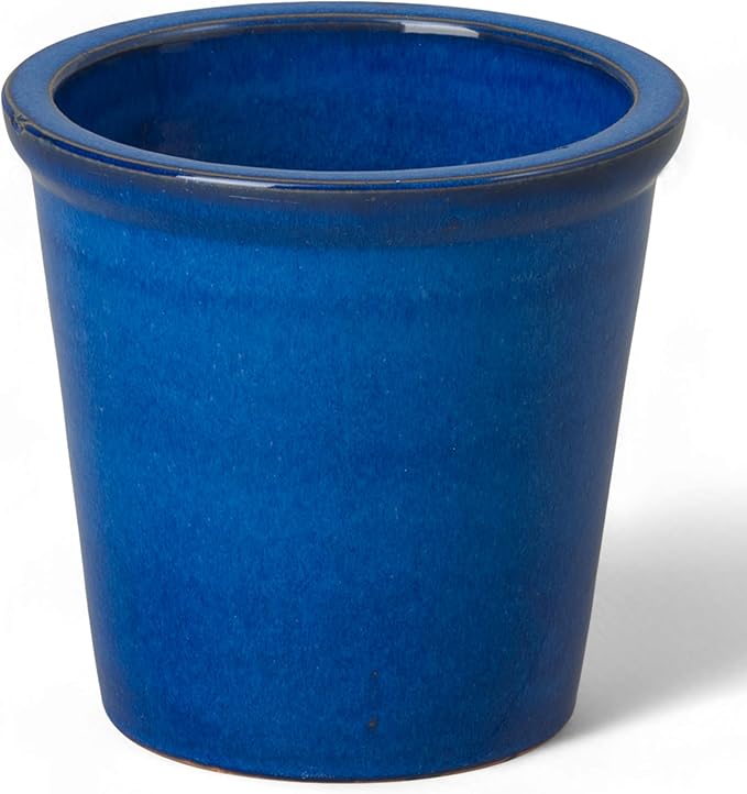 Emissary Round Stoneware Planter (Parent SKU 12012) (Blue, 8" D x 7" H)-Ruum Studio Home