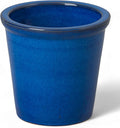 Emissary Round Stoneware Planter (Parent SKU 12012) (Blue, 8" D x 7" H)-Ruum Studio Home