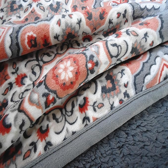 UKELER Floral Sherpa Bed Blanket King Size 90'' x 108'', Native American Cozy Warm Blanket for Bed/Couch/Sofa, Great Gift for Women's Day,Mother's Day,Father's Day,Thanksgiving,Christmas,Birthday-Ruum Studio Home