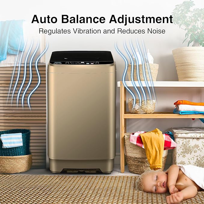 Portable Washing Machine 2.3 Cu. Ft. Full-Automatic Compact Washer Machine for Apartment, 10 Wash Program Small Portable Washer for Dorm, Apartment, RV, Home, Golden-Ruum Studio Home