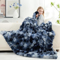 Cozy Bliss Faux Fur Throw Blanket for Couch, Fuzzy Soft Plush Thick Bubble Blanket for Sofa Bedroom Living Room, 50 * 60 Inches Tie-dye Blue-Ruum Studio Home