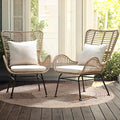 IDZO Isabelle Upgraded 2000 Hours UV Wicker Chairs Outdoor Set of 2, 500 lbs Capacity Outdoor Patio Chair, All-Weather Club Chair with Water-Resistant Olefin Cushions, Boho Style, Beige-Ruum Studio Home