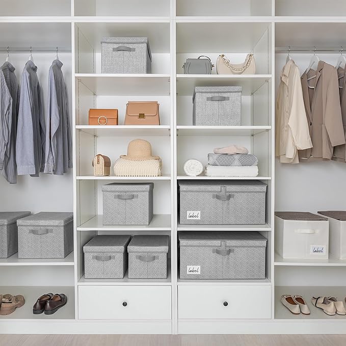 GRANNY SAYS Large Storage Bins with Lids, Decorative Storage Box for Shelves, Fabric Storage Bins Foldable, Storage Basket for Clothes, Keepsake Box, Jumbo, Gray, 2-Pack-Ruum Studio Home