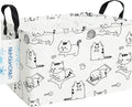 LANGYASHAN Rectangular Storage Bin Collapse Canvas Fabric Cartoon Storage Basket with Handles for Organizing Home Kitchen Boys and Girls Toys Office Closet Shelf Baskets (Rec Cat)-Ruum Studio Home