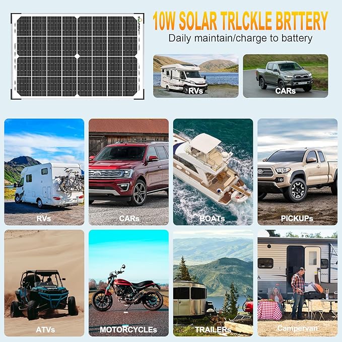 SOLPERK 30W Solar Battery Charger Solar Battery Maintainer + Upgrade 10A MPPT Charge Controller + Adjustable Mount Bracket for Car RV Boat Motorcycle，12V Waterproof Solar Panel Kit Trickle Charging-Ruum Studio Home