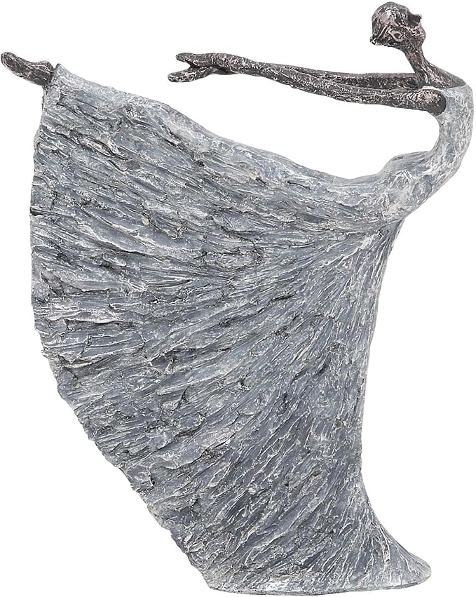 Deco 79 Polystone Dancer Decorative Sculpture Home Decor Statue, Accent Figurine 12" x 3" x 16", Gray-Ruum Studio Home