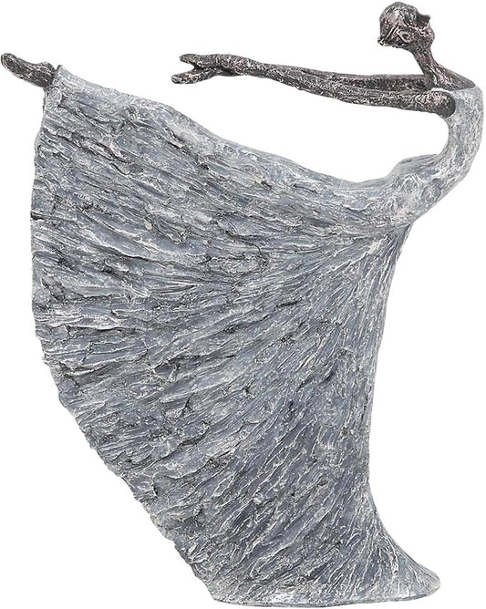 Deco 79 Polystone Dancer Decorative Sculpture Home Decor Statue, Accent Figurine 12" x 3" x 16", Gray-Ruum Studio Home