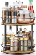 Lazy Susan Organizer 2 Tier - Turntable Spice Rack for Table Top, Wooden Rotating Lazy Susan for Cabinet Pantry Kitchen Countertop Dining Table Cupboard Bathroom Vanity Storage-Ruum Studio Home