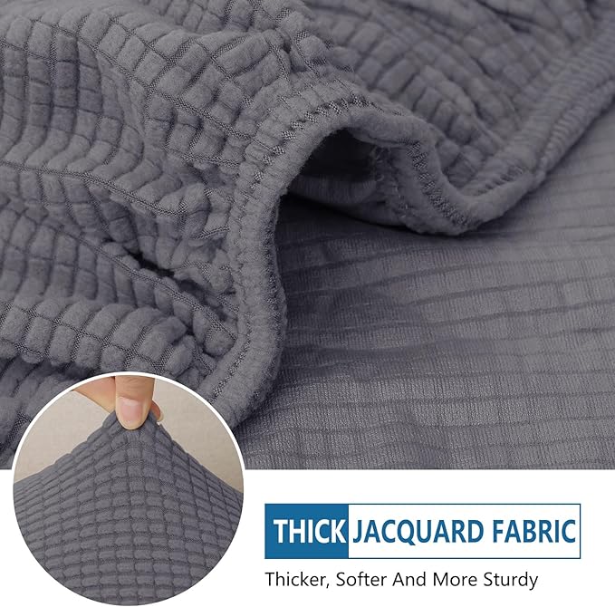 hyha Waterproof Couch Cushion Covers for Pets, Non Slip Sofa Cover for Dogs Washable, Soft Thick Stretch Jacquard Fabric, Sofa Slipcovers with Elastic Bottom (1 Piece for Backrest L, Middle Grey)-Ruum Studio Home