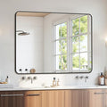 Bathroom Mirror 48" x 36", Large Rectangle Wall Mirror, Black Metal Frame Wall Mounted Mirrors for Bathroom, Vanity, Bedroom, Entryway Decor(Horizontal/Vertical)-Ruum Studio Home
