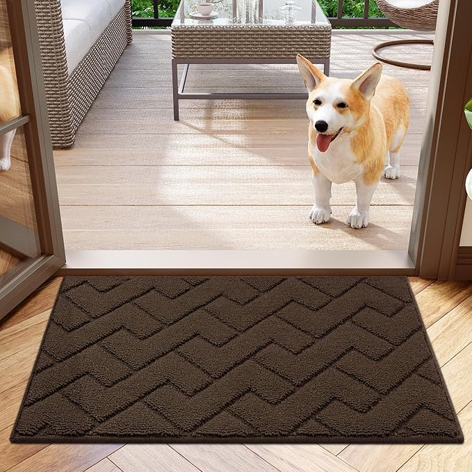 hicorfe Indoor Doormat, Odor-Free Door mat, Non Slip Door Mats 20"x31.5" Absorbent Resist Dirt Entrance Inside Floor Mats for Entryway Washable Low-Profile(Coffee)-Ruum Studio Home
