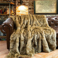BATTILO HOME Luxury Golden Faux Fur Blanket, 60"x 80" Large Fur Throw Blankets for Bed, Couch, Soft Warm, Fuzzy, Fluffy, Golden with Back Tipped Blanket, Reversible to Plush Velvet-Ruum Studio Home