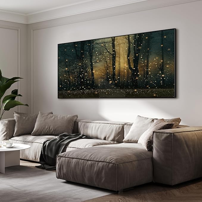 SIGNWIN 36"x72" Extra Large Framed Wall Art Magical Firefly Forest at Twilight, Enchanted Nature Scene for Home Living Room Bedroom Decor (Frame Assembly Required)-Ruum Studio Home