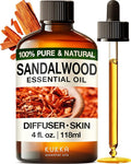 Kukka Sandalwood Essential Oil for Diffuser & Skin - 4 Fl Oz - 100% Pure Natural Sandalwood Oil, Woody Scent, for Massage, Perfume, Hair, Aromatherapy, Candle & Soap Making Scent DIY-Ruum Studio Home