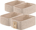 Small Storage Baskets for Organizing | Closet Organizer Bins | Shelf Toy Basket | Woven Rope Baskets | Cube Decorative Box | Shallow Basket | 13x8.5x5.1” | 4 Packs Mixed Brown-Ruum Studio Home