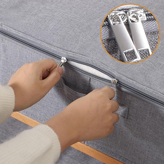 Under the Bed Storage Bins, 31.5 x 15.7 x 5.9 Inch Closet Organizers with Reinforced Handles for Blanket, Sheets, Pillows, Towels, Shoes, Grey, 3 Pack-Ruum Studio Home