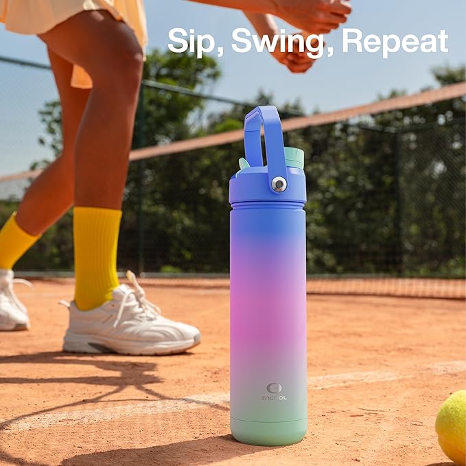 Insulated Water Bottle with Straw Stainless Steel Water Bottle, Leak-Proof, BPA-Free, Double Wall Vacuum Keeps Cold for 24 Hours for Sports, Travel, School (26 oz, Frosted Lilac)-Ruum Studio Home
